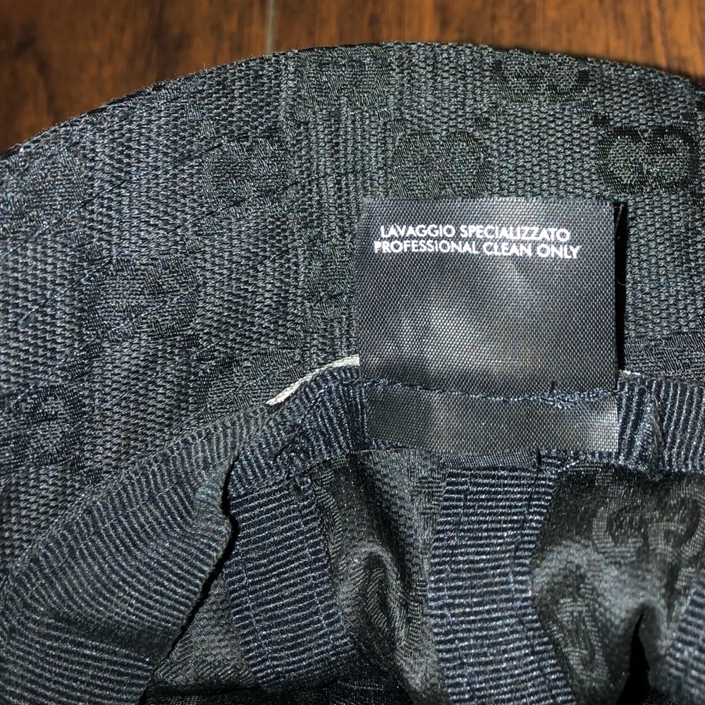 Gucci Original Black Beige Leather Strip GG Bucket Hat. Size M - Picture 8 of 8